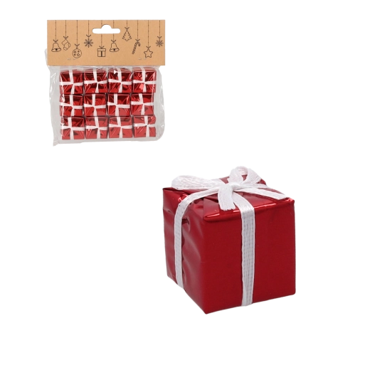 Set od 12 božićnih ukrasa u obliku poklona 2,5 cm