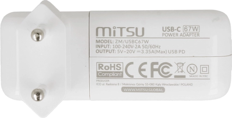 USB‑C Power Delivery snage 67 W
