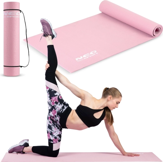 Ružičasta prostirka za vježbanje NEO SPORT 173 × 61 × 0,6 cm s remenom