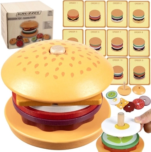 Drveni burger sa sorterom i karticama KRUZZEL