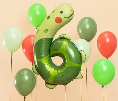 Fóliodni balon broj 6 – kornjača 57 × 86 cm