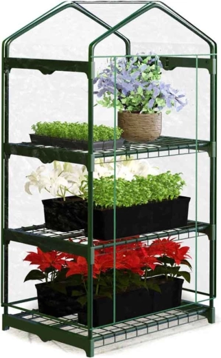 Vrtni mini staklenik s 3 police 125 × 69 × 49 cm Plonos