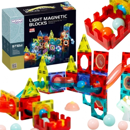 Magnetičke građevne kocke s kugličnom stazom 77 kom