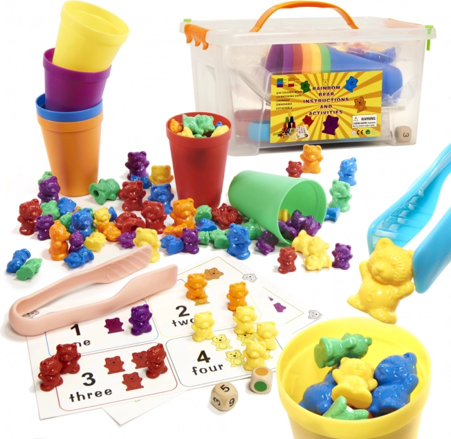 Montessori set za učenje brojanja s raznobojnim medvjedićima 116 kom