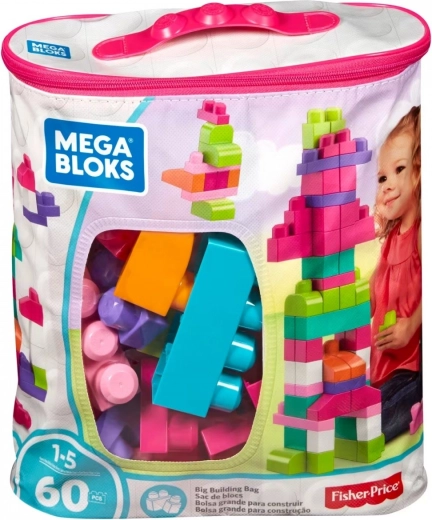 MEGA BLOKS velika torba sa 60 velikih kocaka, ružičasta