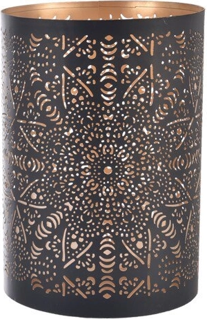 Metalni svijećnjak Mandala crno-zlatni 12 cm