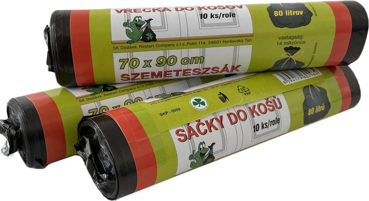 Vreće za otpad 80 l, crne, 70 × 90 cm, 10 kom