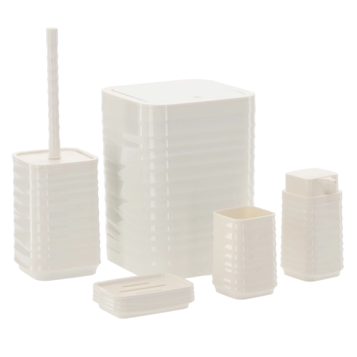 Kupaonski set 5 kom kvadratni bijeli od plastike