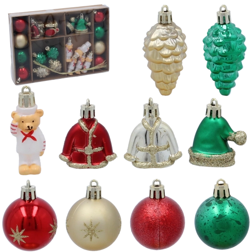 Set od 24 zlatnih božićnih ukrasa od nelomljive plastike 6 cm