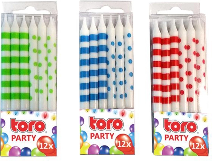 Torte svjećice s postoljem TORO, 6 cm, 12 kom