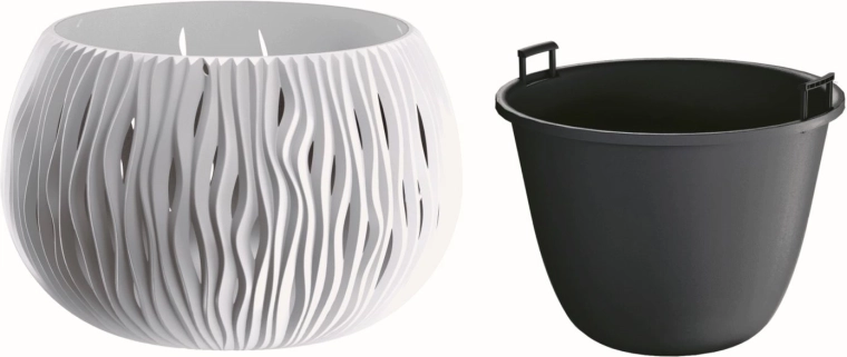 Cvjetna posuda Sandy Bowl s umetkom 23,8 cm bijela