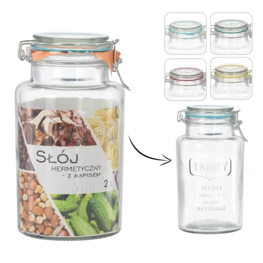 Staklena hermetička posuda 2 l s natpisom FAMILY