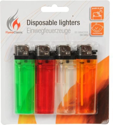 Jednokratni upaljači – mix boja, set 4 kom