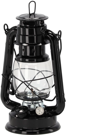Vintage metalna petrolejska lampa 24 cm – crna