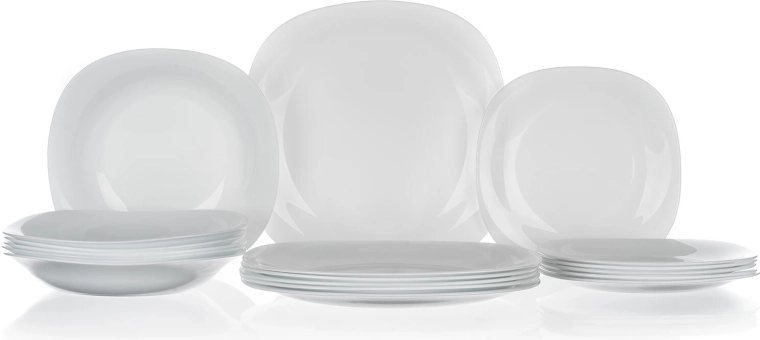 Stakleni set za objedovanje PARMA 18 dijelova bijeli