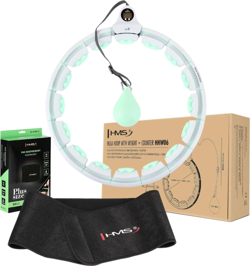Set fitness hula hoop s utezima i brojačem + oblikujući neopren pojas HMS