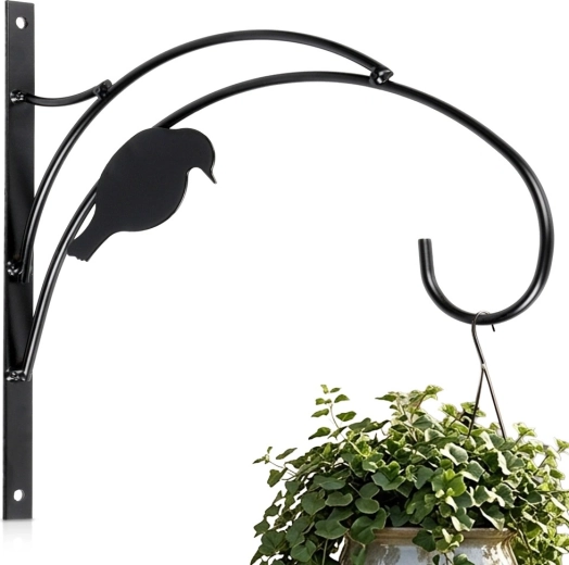 Vilde zidni metalni držač za cvjetnu posudu crni 29,5 × 1,8 × 28 cm