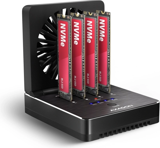 Axagon USB4 dock stanica za 4× M.2 NVMe SSD s offline kloniranjem