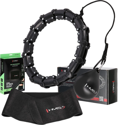 Set masažnog hula hoopa s utezima HMS HHW11 i steznog pojasa za struk HMS BR163 Plus Size