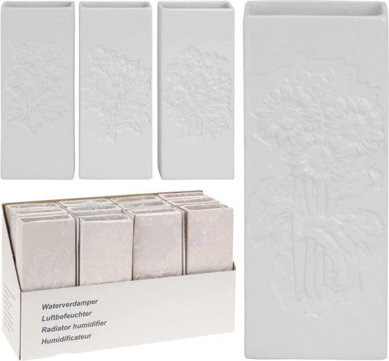 Keramički isparivač za radijator s reljefom cvijeća, bijeli