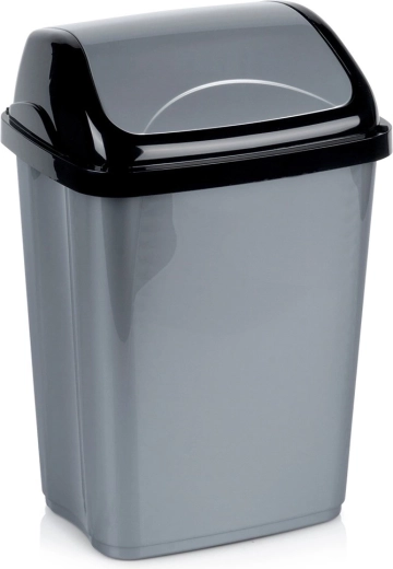 Plastična kanta za otpad 10 l, siva s preklopnim poklopcem