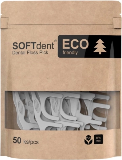 Softdent Eco zubna čačkalica s koncem 50 kom