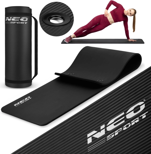 Prostirka za vježbanje s ušicama 183 × 60 cm crna NEO SPORT