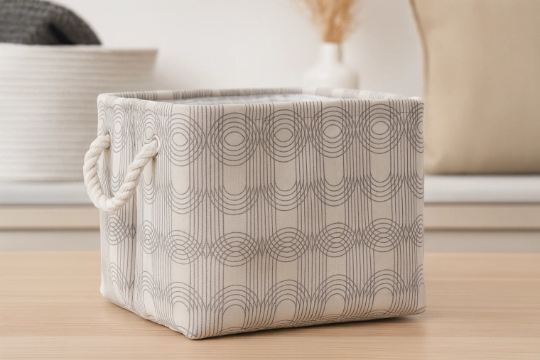 Tekstilna kvadratna spremna košara s geometrijskim uzorkom 26 × 26 × 22 cm