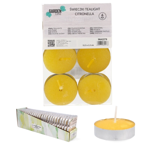 Set od 6 svjećica s mirisom citronelle u metalnim čašicama