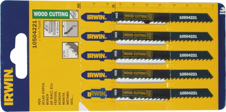 Set listova ubodne pile IRWIN HCS T111C za drvo i plastiku, 100 mm (5 kom)