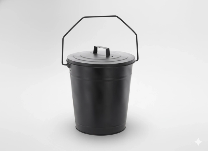 Metalna kanta za pepeo s poklopcem 21/27 cm, visina 36 cm
