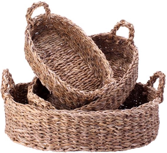 Košare s ručkama od morske trave TORO, set 3 kom