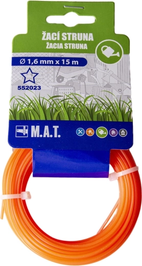 Najlonska flaksa za trimer, zvjezdasti profil 1,6 mm, 15 m, tamno narančasta