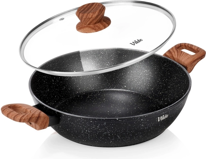 Duboka granitna tava sa staklenim poklopcem 28 cm, 3,5 l – Vilde Granitica Wood