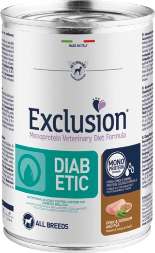 Exclusion Diabetic konzerva za pse sa svinjetinom, sirkom i graškom 400 g