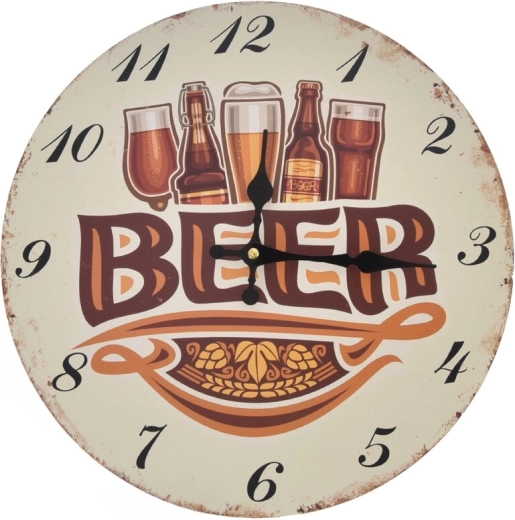 Zidni drveni sat Beer bež 34 cm