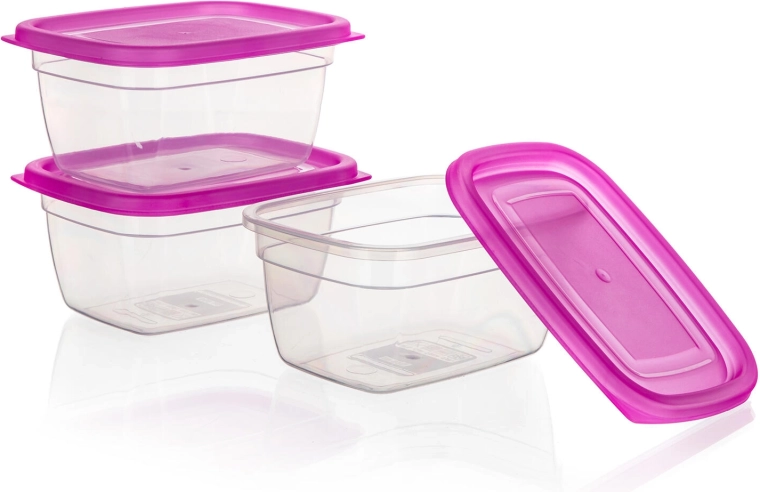 Set plastičnih posuda za hranu 0,55 l – ružičasta, 3 kom