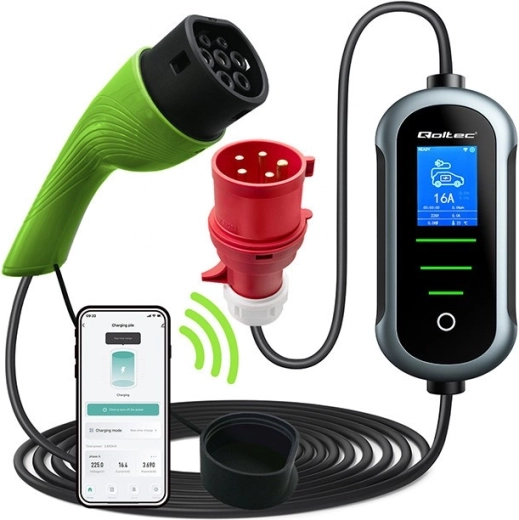 Prijenosni EV punjač Tip 2 11 kW s Wi‑Fi, TUYA/SMART LIFE i LCD, 400 V, kabel 5 m