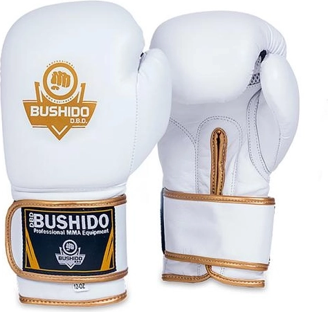 Boksačke rukavice DBX BUSHIDO – bijelo‑zlatne
