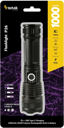 Punjač svjetiljka Technik MT-P26 s USB‑C, zumom i funkcijama SOS/stroboskop