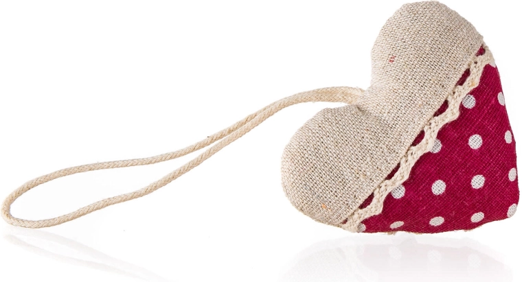 Dekorativno pamučno srce 8 × 7 cm – crveno s točkicama