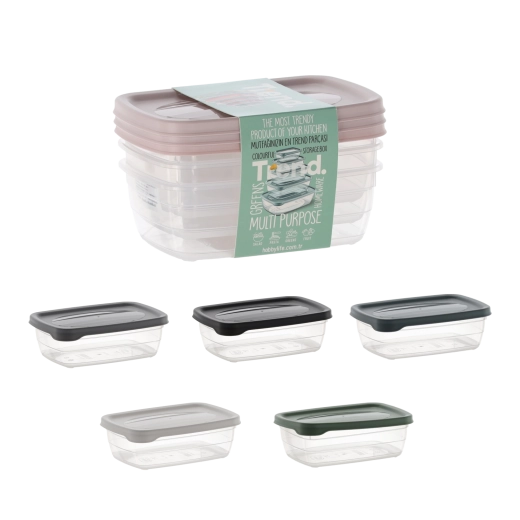 Set 3 pravokutnih posudica Trend Box 0,6 l
