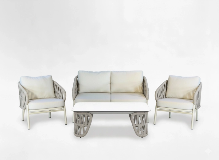 Vrtni aluminijski lounge set 2+1+1 s klub stolićem, bež