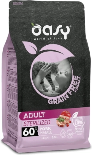Oasy Grain Free sterilizirano svinjetina 1,5 kg
