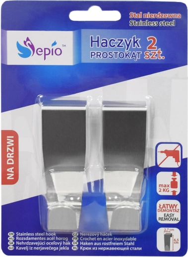 Nerezna kuka za ladicu 2,7 × 2,7 × 6,5 cm (2 kom)