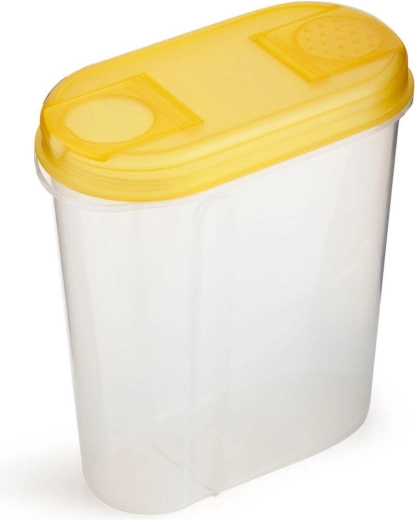 Plastična posuda za rasute namirnice 2 l s dozirnim poklopcem, ovalna