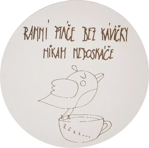 Drveni podmetač s motivom „Jutarnja ptica”, 10 cm