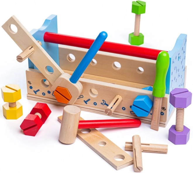 Drveni stol i kutija za alat 2u1 Bigjigs Toys