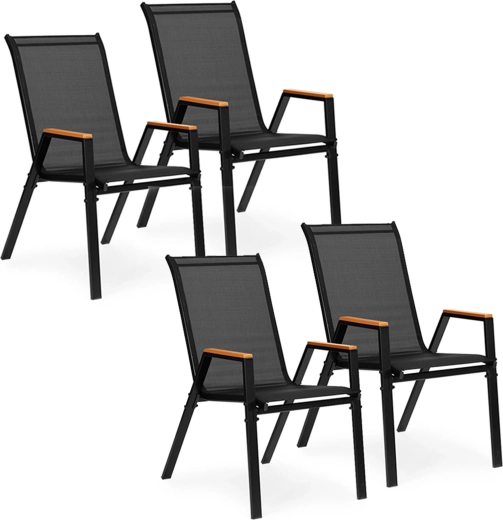 Set od 4 vrtne stolice MultiGarden za terasu i balkon, crna