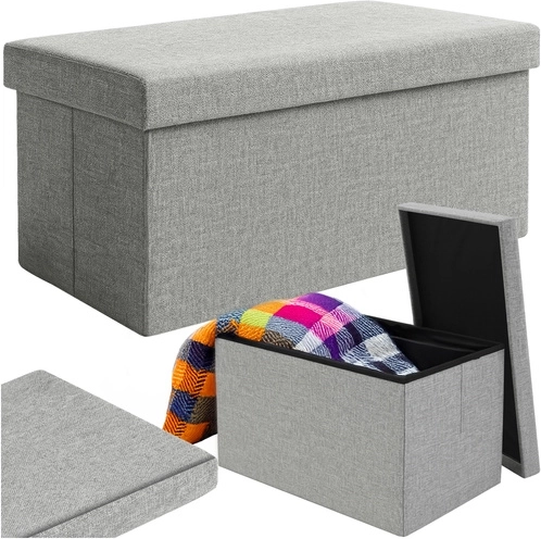 Siva tekstilna tabureta s prostorom za pohranu 76x38x38 cm Ruhhy